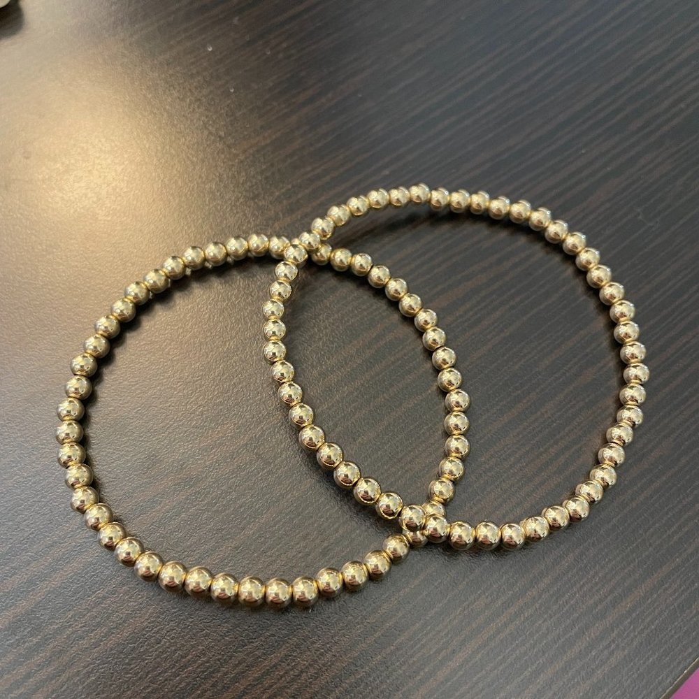 E-Newton Classic Gold 3mm Beaded Bracelets